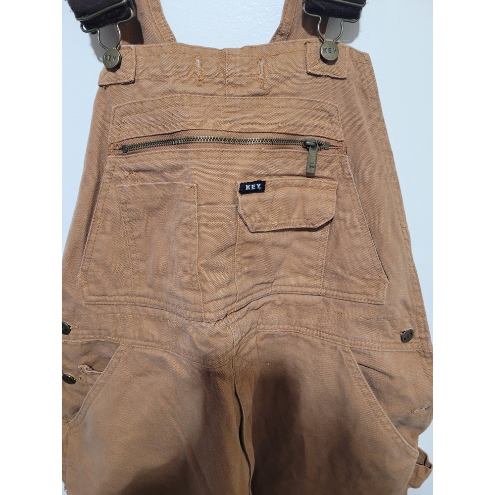 Key Apparel Mens Brown Cotton Duck Bib Overalls Double Knee‎ 40x30 Workwear - Picture 3 of 6